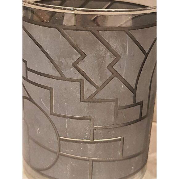 Georges Briard Double Old Fashion Glasses Art Deco Gray Geometric Design MCM (5) - Picture 13 of 16